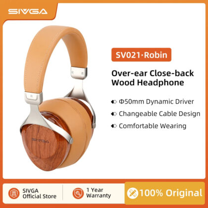 SIVGA SV021/Robin Over-ear Close-back Wood Headphone with Balanced High Fidelity Sound 50mm Wired Dynamic Driver Headset